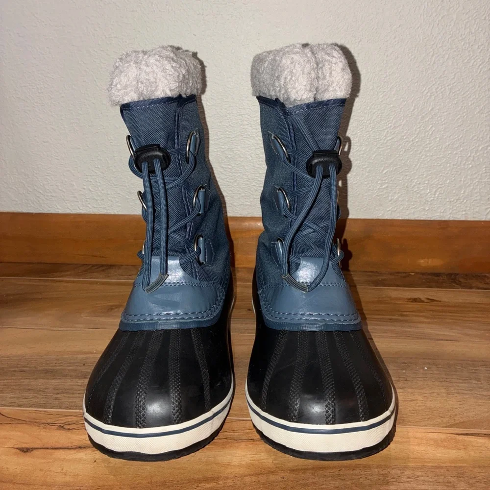 Sorel Yoot Pac Nylon Winter Boots Blue/Black - big kids size 5, fits womens 6.5